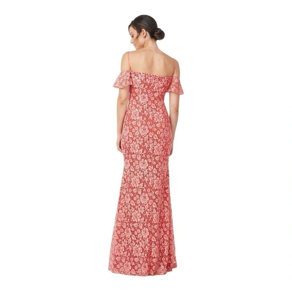 JS Collections Meloday Bow Mermaid Lace Gown in Poppy Red Rosette 8617384 - Picture 3 of 8